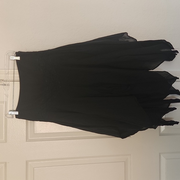 Bohemian Goth Black High Waist Cotton Lace Asymmetrical Hankerchief Skirt Medium - Picture 3 of 9